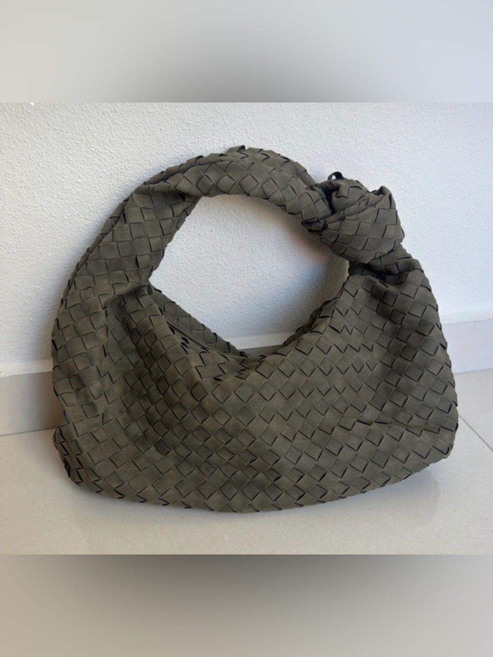 Woven Hobo Shoulder Bag - Olive Green